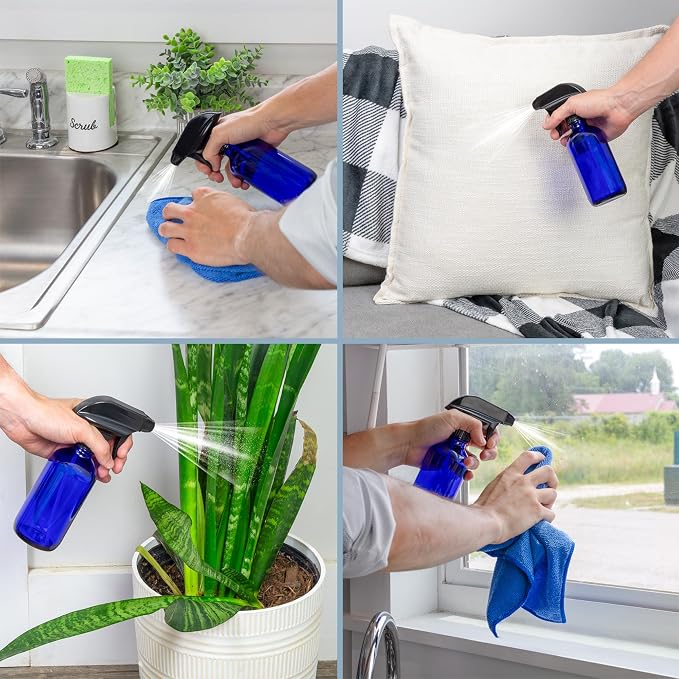 Cornucopia Brands 8-Ounce Cobalt Blue Glass Boston Round Spray Bottles - Image 3