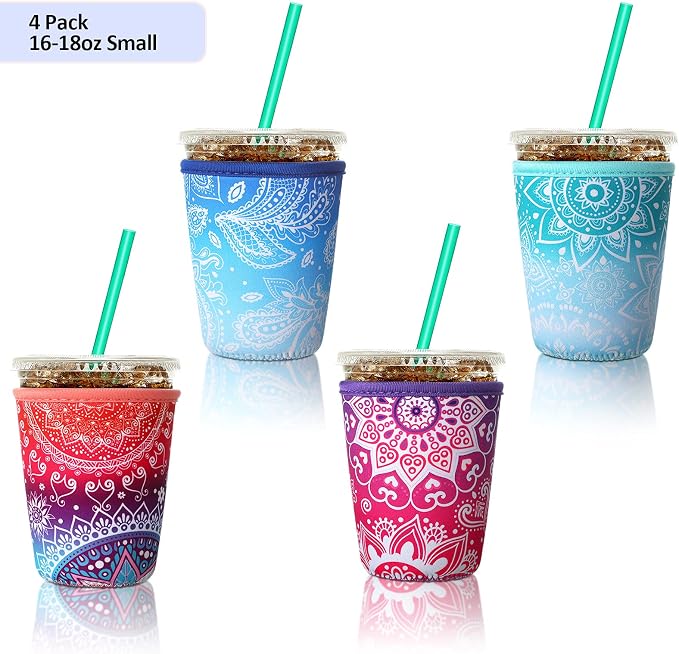 Patelai 4 Pieces Reusable Iced Coffee Sleeve Cup Insulator - Image 2