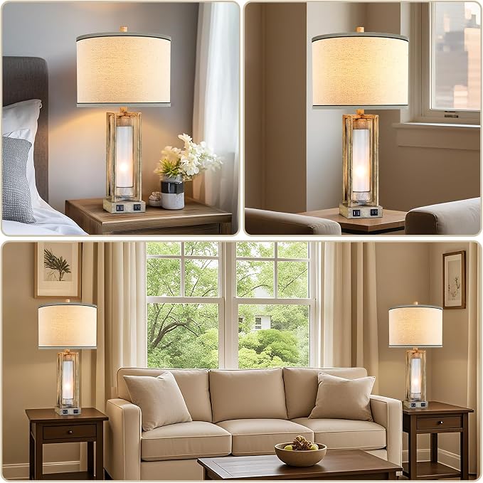 25" Set of 2 Farmhouse Table Lamps - Image 3