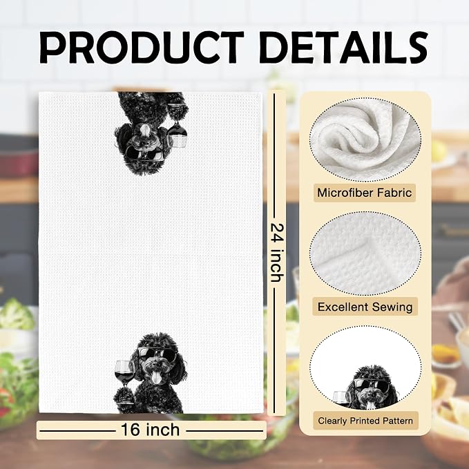 Funny Black Labradoodle Wine Kitchen Towels, Gifts - Image 6