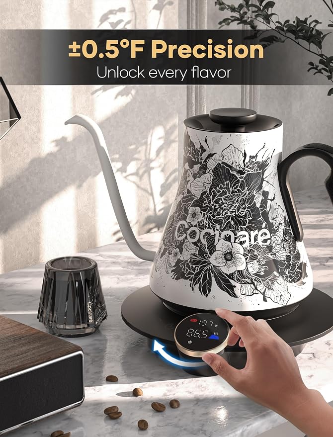 Cocinare Gooseneck Electric Kettle, ±0.5°F Precise Temperature Control - Image 5