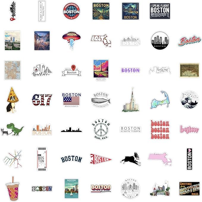 100Pcs Boston Sticker for Water Bottle and Laptop - Image 4