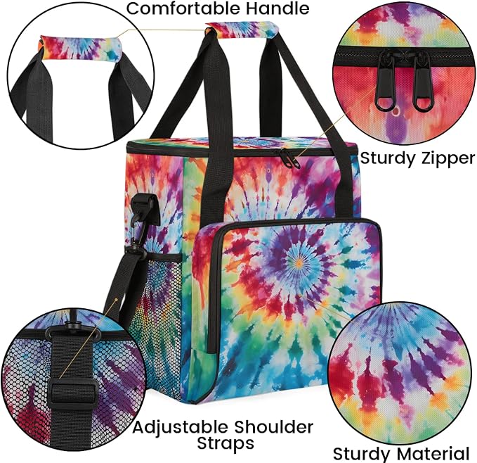 Tie Dye Rainbow Boho Hippie Coffee Maker Carring Bag, Large Insulated Storage - Image 6