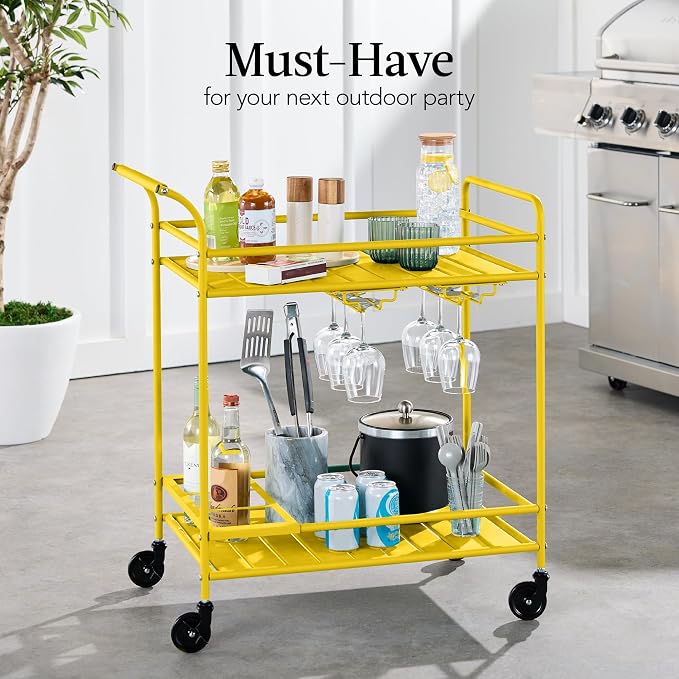 Best Choice Products Rolling Bar Cart, Mobile Home Bar Serving Cart, Serving - Image 3
