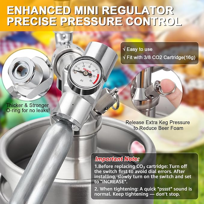 Ferroday Mini Keg Growler Tap System, 128Oz Mini Beer Growler, Stainless Steel - Image 4