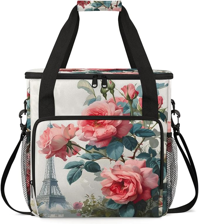 Paris Eiffel Tower Rose Flowers Coffee Maker Carring Bag, Large Insulated by Home