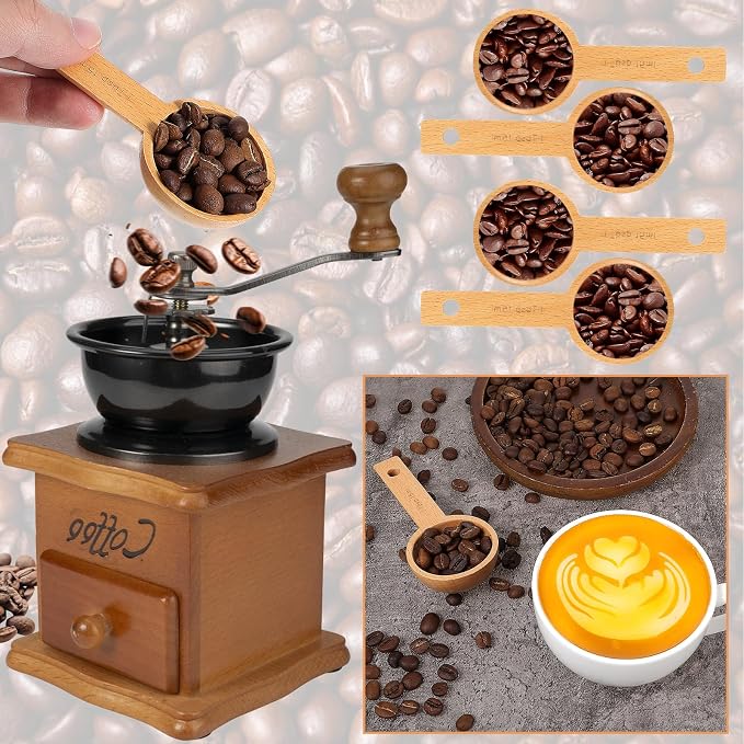 4 PCS Wooden Measuring Spoons Coffee Measuring Scoop Wooden Scoops - Image 7