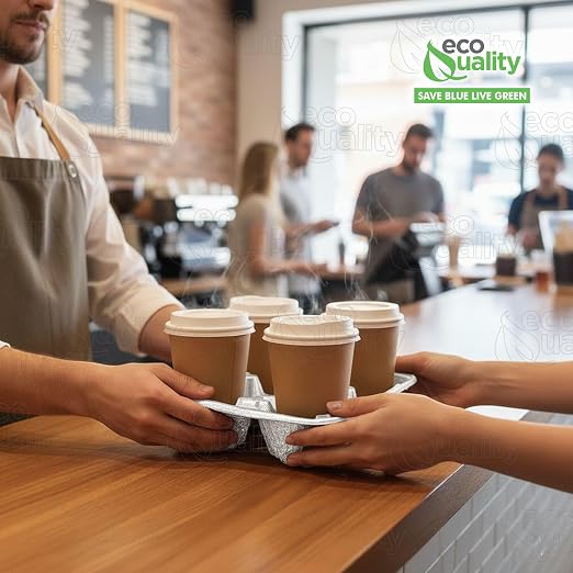 Pulp Fiber Cup Tray Biodegradable 4 Cup Carrier 25 Pack by EcoQuality - Image 5