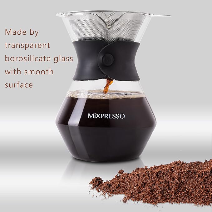 Mixpresso Pour Over Coffee Maker Set Glass Carafe Borosilicate White Protective - Image 4