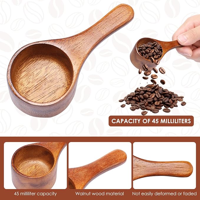4Pcs Coffee Scoop, 45ML Wooden Coffee Spoons, Coffee Measuring Scoop, - Image 4