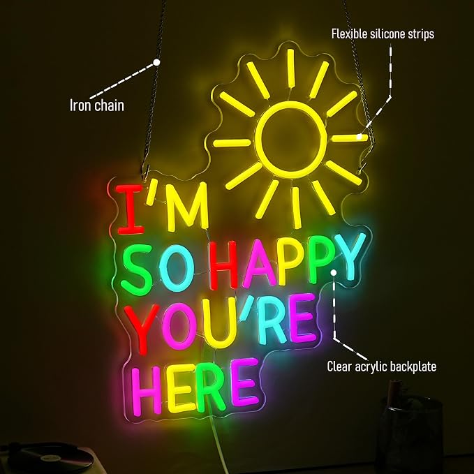 I'm So Happy You're Here Neon Sign Dimmable Positive Affirmation LED Light Sign - Image 5
