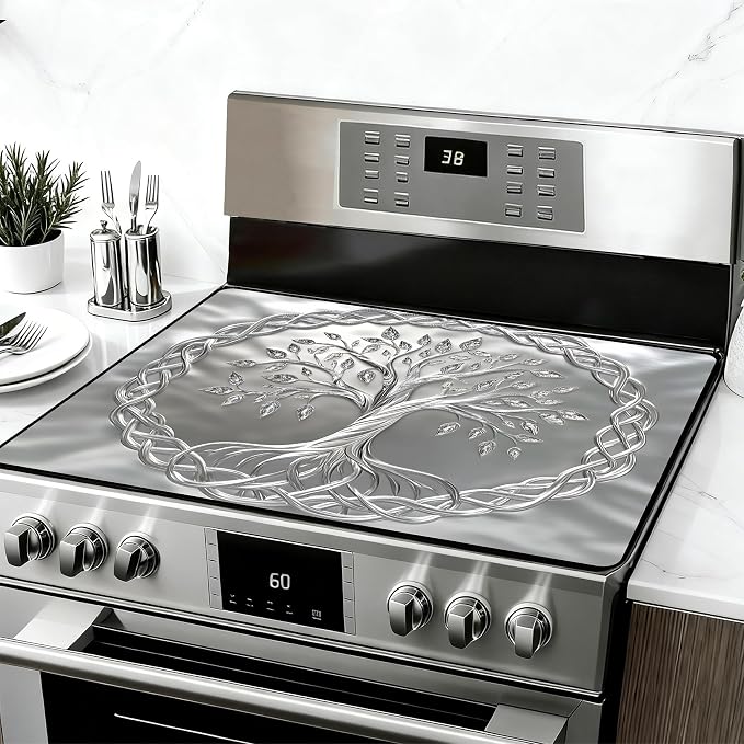 28"x20" Anti-Slip Electric Stove Top Cover Circular Tree Foldable by seewan