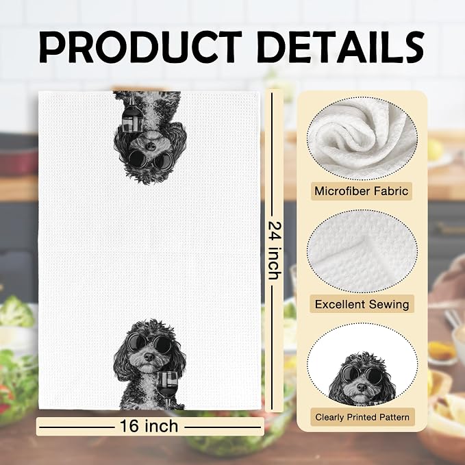 Funny Cavapoo Wine Kitchen Towels, Gifts - Image 6