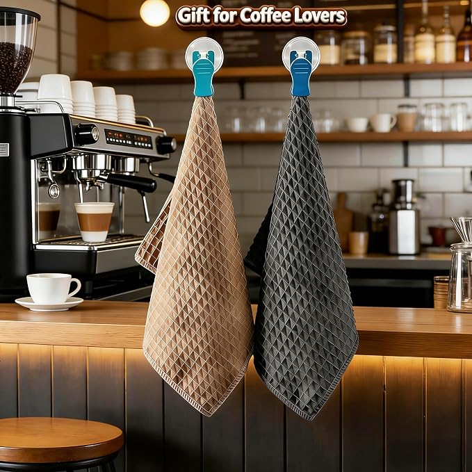4Pack Barista Microfiber Waffle Weave Towels - Image 8