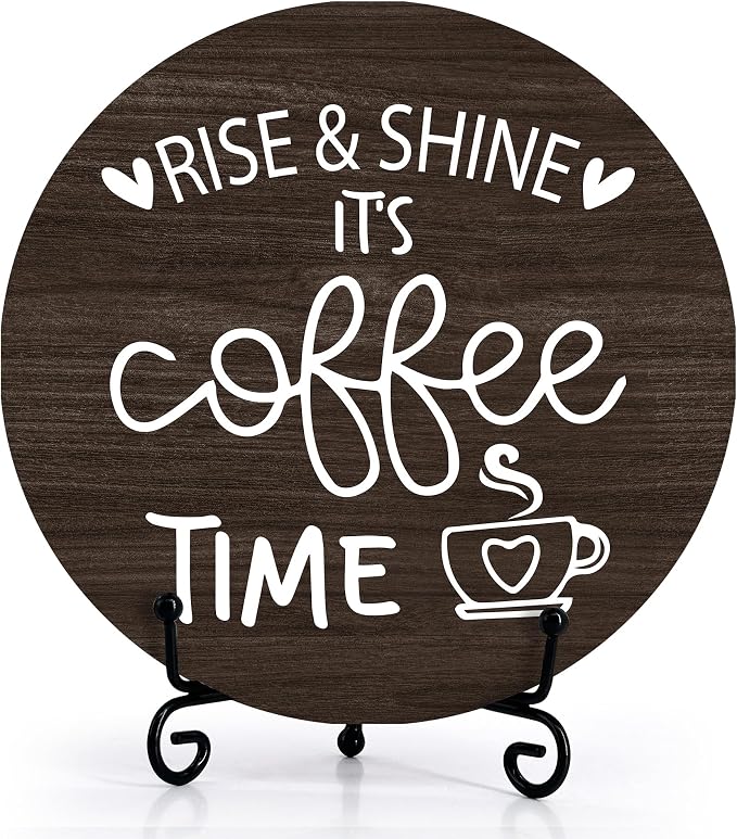 Coffee Desk Decor Sign, Farmhouse Wood Plaque, It Is Coffee Time Wood Sign by Zmyollo