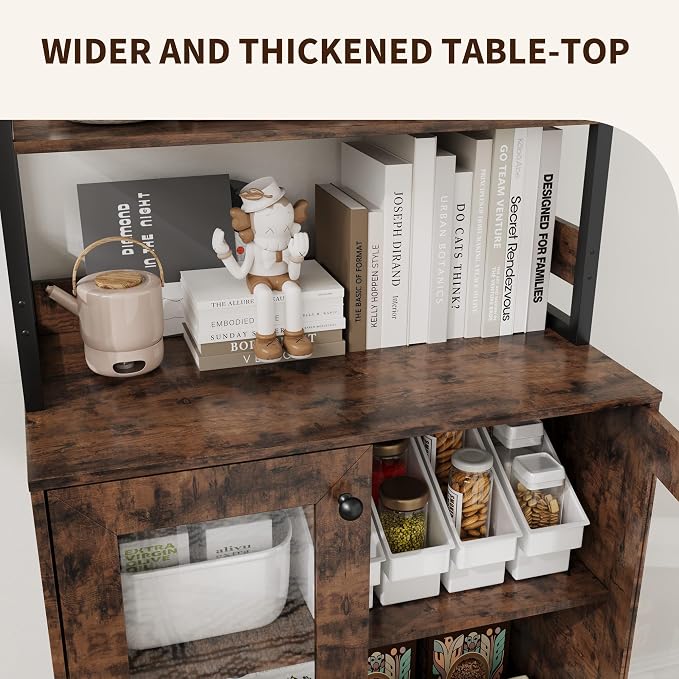 Kitchen Pantry Cabinet with LED Lights & Power Outlet, 66.9" H Kitchen Bakers - Image 7