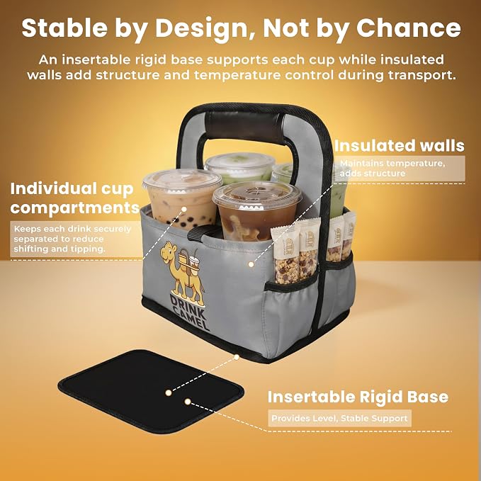 Reusable Drink Carrier with Handle, Foldable 4 Cup Drink Holder Carrier - Image 2