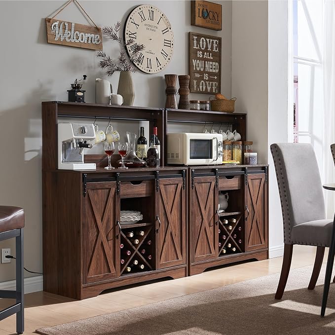 Wnutrees Farmhouse Coffee Bar Cabinet - Image 4