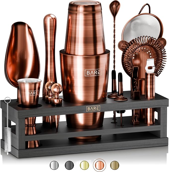 BARE BARREL® Mixology Bartender Kit Bar Set | 16-Piece Cocktail Shaker Set | by BareBarrel