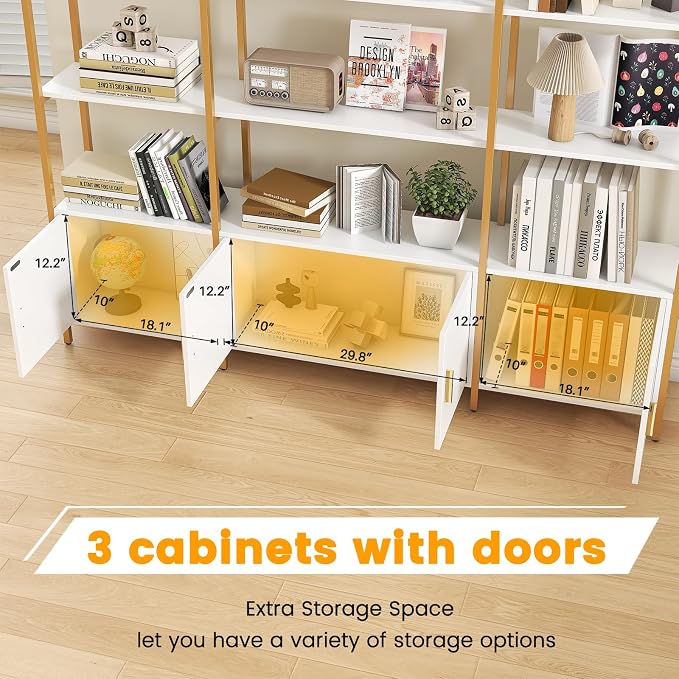 Arched Bookshelves and Bookcases: Triple Wide 5-Tier Large Open Bookshelf - Image 3
