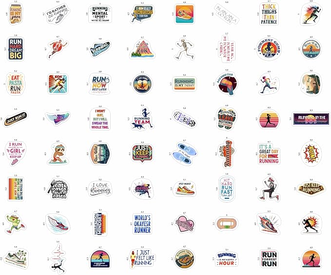 100Pcs Running Stickers for Water Bottles, Run Stickers, Runner Decals - Image 3