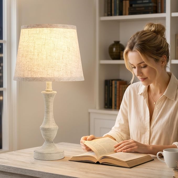 Luvkczc Table Lamp Set of 2, Linen Shade Desk Lamps Office - Image 4