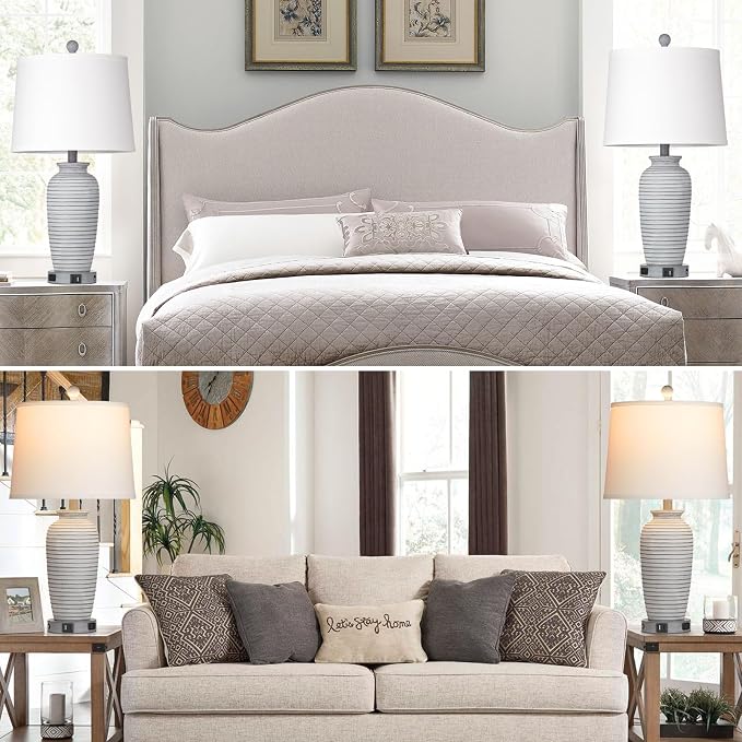 CINSARY 25" Farmhouse Jar Table Lamps Set of 2, 3 Way Touch Control Rustic - Image 5