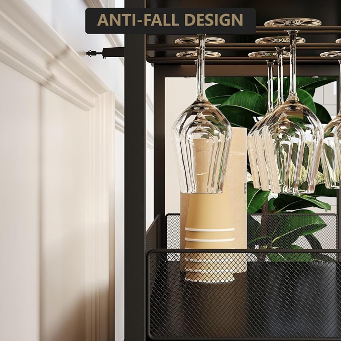 OUTLANE 3-Tier Wine Bar Cabinet - Image 5