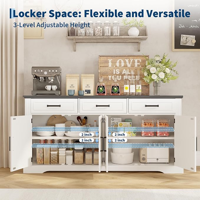 Garvee 66" Modern Farmhouse Sideboard Buffet Cabinet - Image 5