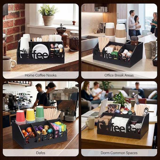 Coffee Station Organizer for Counter Wood Countertop Accessories Organizer - Image 6
