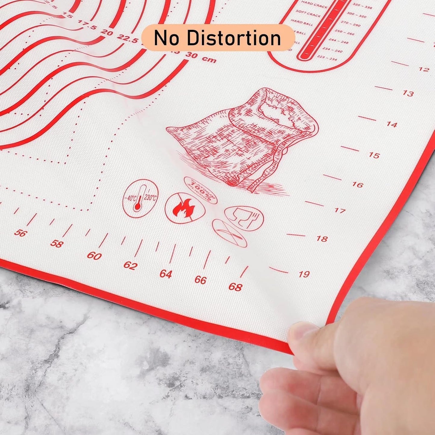 Extra Large Silicone Pastry Mat, Baking Mat with Measurement for Fondant, Rolling Dough, Pie Crust, Pizza and Cookies, Counter Mat/Kneading Matts, Red, 24" x 32"