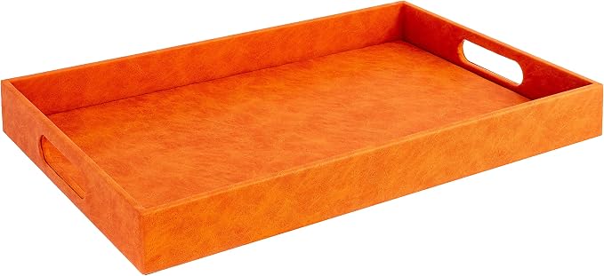 Home Redefined Beautiful Modern Elegant 17.5"x12" Rectangle Orange Faux Leather by HomeRedefined