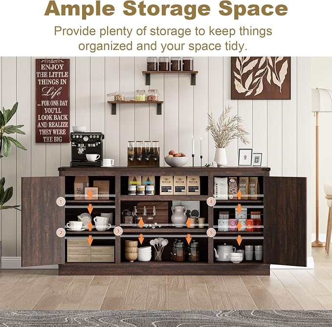XVD 66" Farmhouse Coffee Bar Cabinet - Image 3