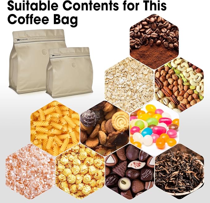 50 Count 16oz Coffee Bags with Valve, 1lb Vented Coffee Beans Packaging Bags - Image 7