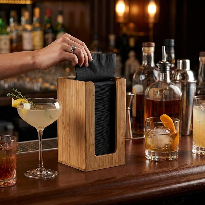Restaurantware-4.5 x 8 Inch Coffee Cup Dispenser, Bamboo Cocktail Napkin Holder - Image 5