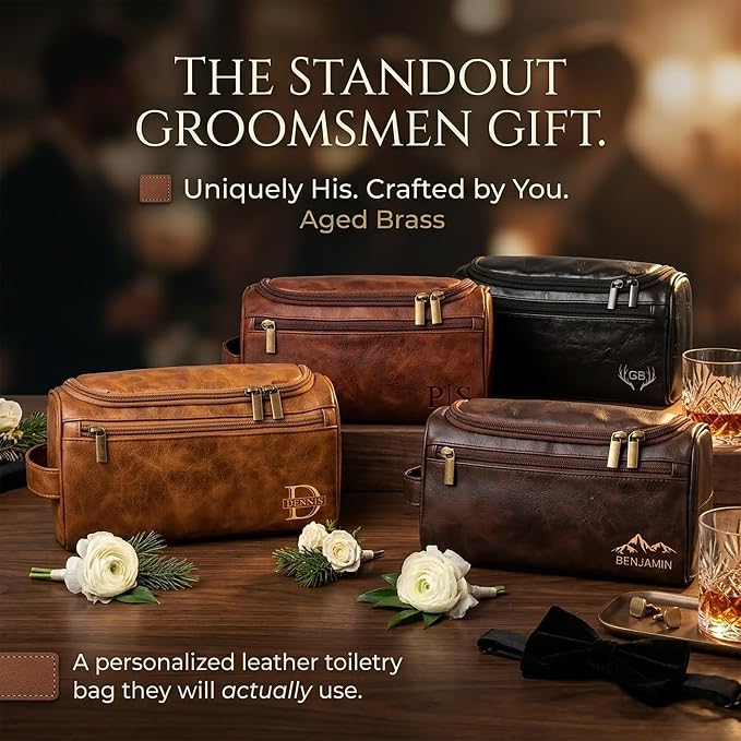 Ayperoad® Personalized Leather Toiletry Bag - Image 4