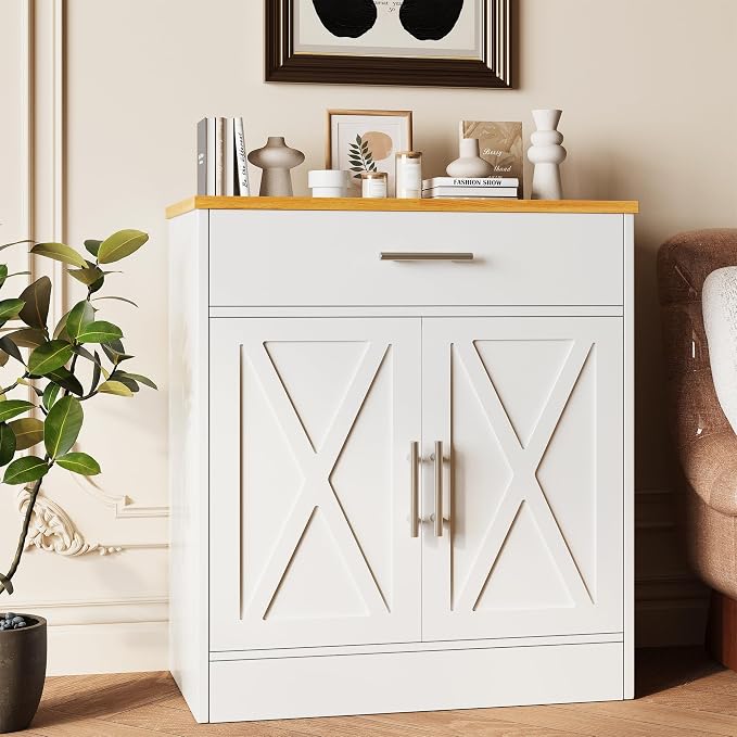 Vongrasig Farmhouse Coffee Bar Cabinet, Small Sideboard Buffet - Image 2