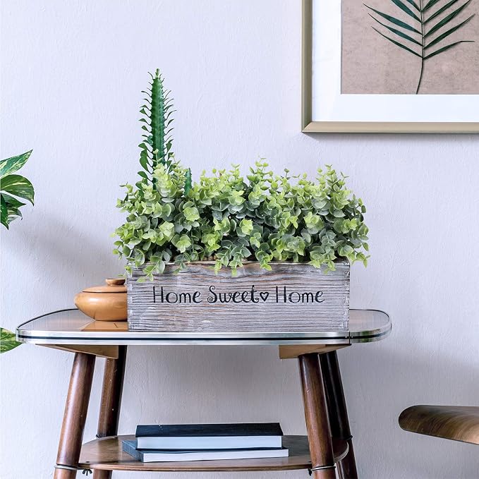 1 Pcs Wooden Potted Eucalyptus Plant Greenery Arrangement Artificial Eucalyptus - Image 4