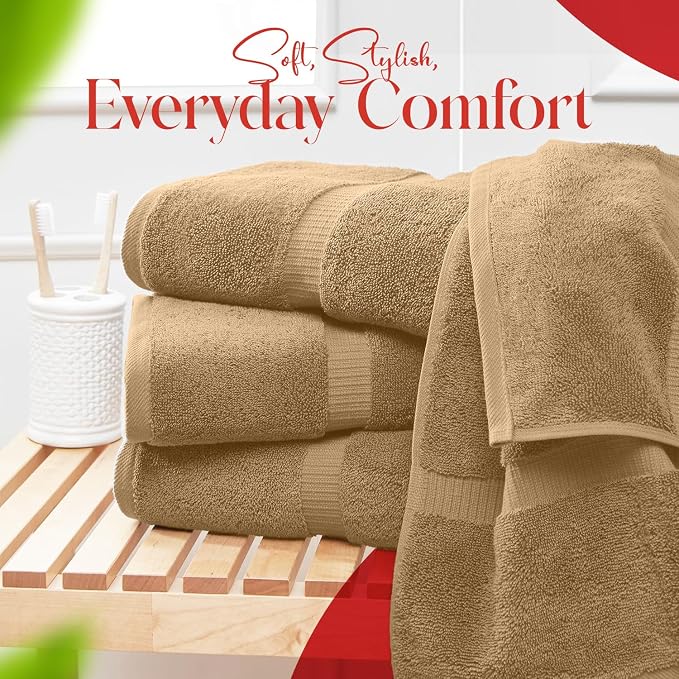 RIVERSIDE Medium Bath Towel Set of 4, 24x48 Inches – 100% Ring-Spun Cotton Bath - Image 6