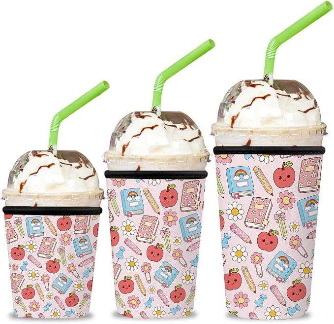 Reusable Insulated Neoprene Iced Coffee Cup Sleeve 3 Pack, Durable Drink Sleeve by Unknown