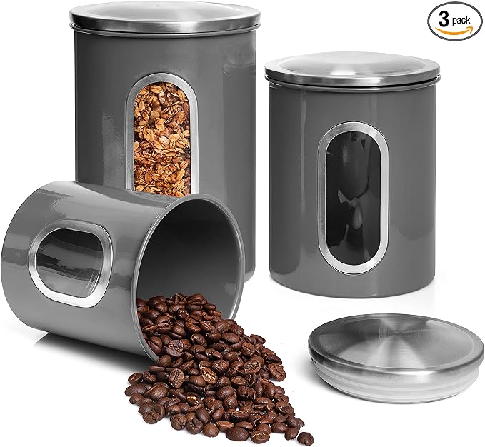 Moss & Stone 3-Piece Gray Canisters Sets by Mossstone