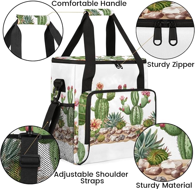 Cacti Succulen Coffee Maker Carring Bag, Large Insulated Storage Organizer Case - Image 6