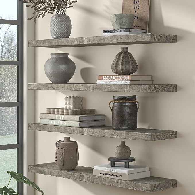 Fun Memories 72 Inch Reclaimed Wood Floating Shelves - Image 2