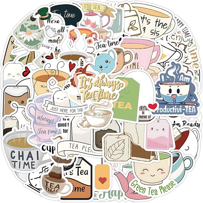 50pcs Aesthetic Tea Time Stickers - Image 2