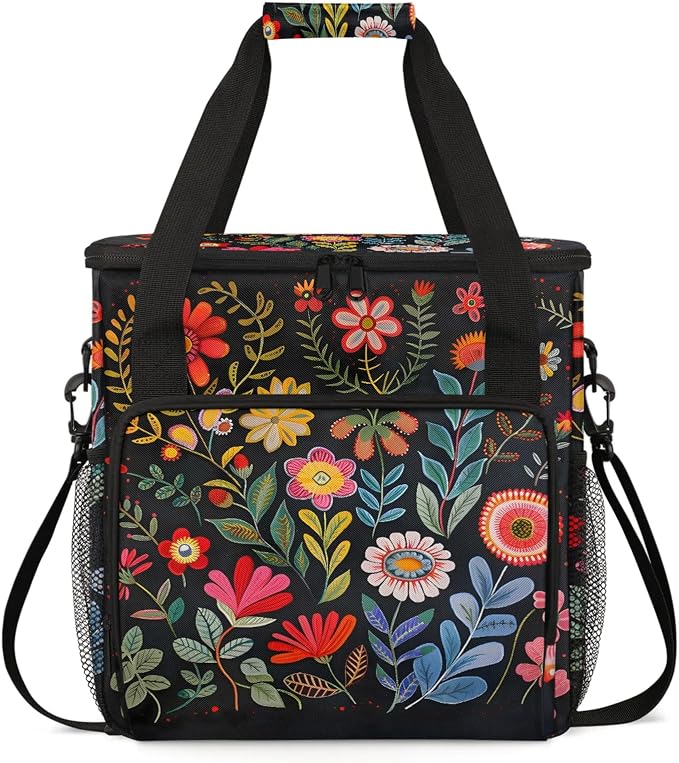 Boho Floral Coffee Maker Carring Bag, Large Insulated Storage Organizer Case by Home