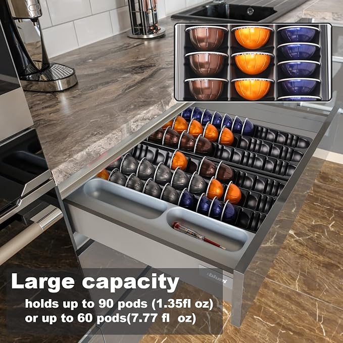 Coffee Pod Storage holder, Drawer Insert tray Holds 60-90pods Compatible - Image 4