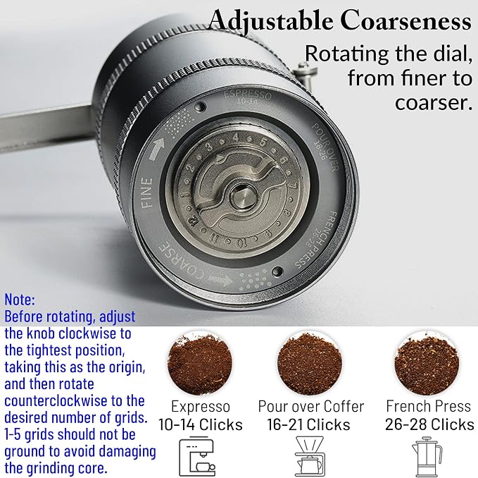CAMPINGMOON Portable Manual Coffee Grinder Integrated Foldable Handle CNC - Image 4