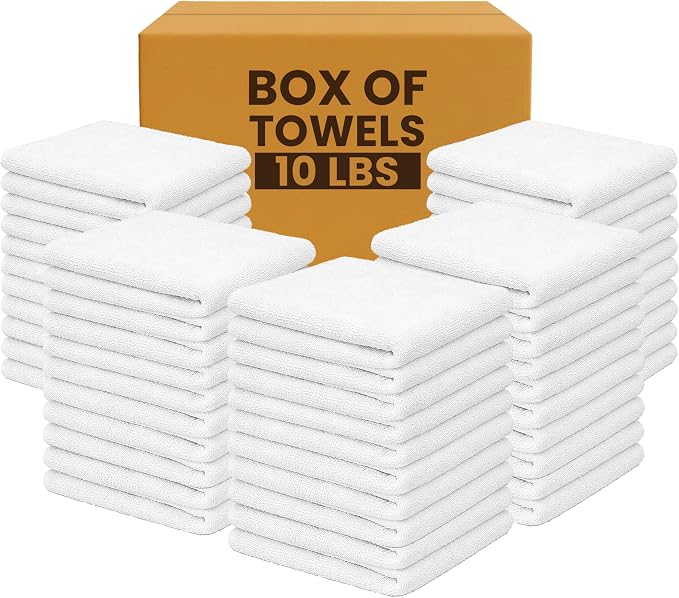 White Bar Mop Towels, 14” x 17”, Durable Bar Rags, Absorbent Shop Rags by SupremePlus