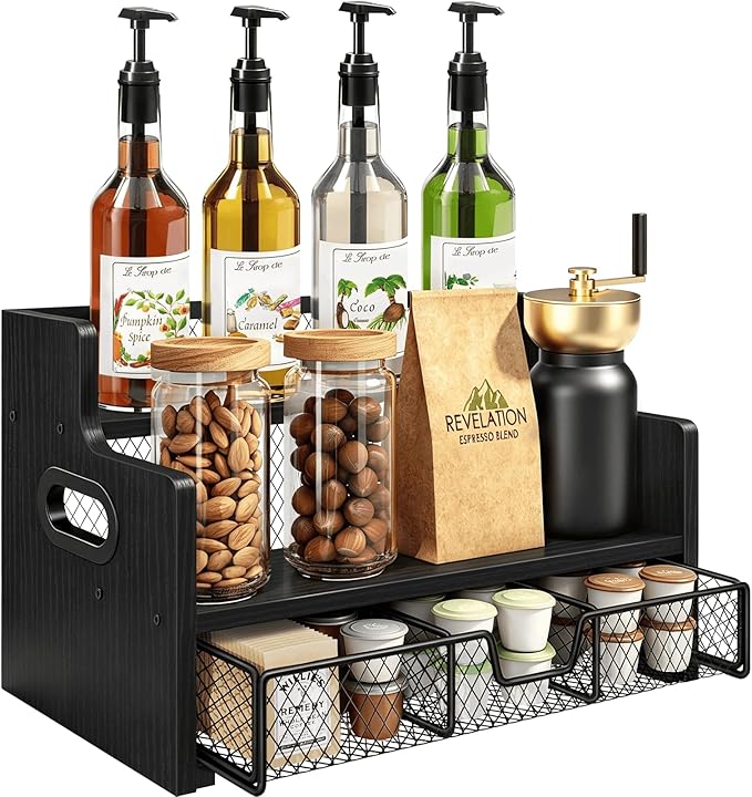 Homode Coffee Syrup Organizer Rack, 3-Tier Syrup Holder Stand by Homode