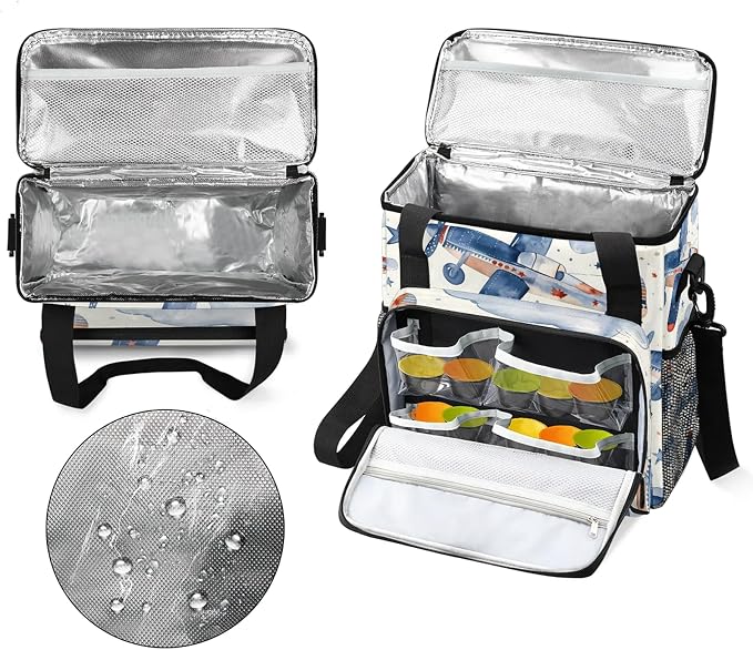 Airplanes Coffee Maker Carring Bag, Large Insulated Storage Organizer Case Tote - Image 3